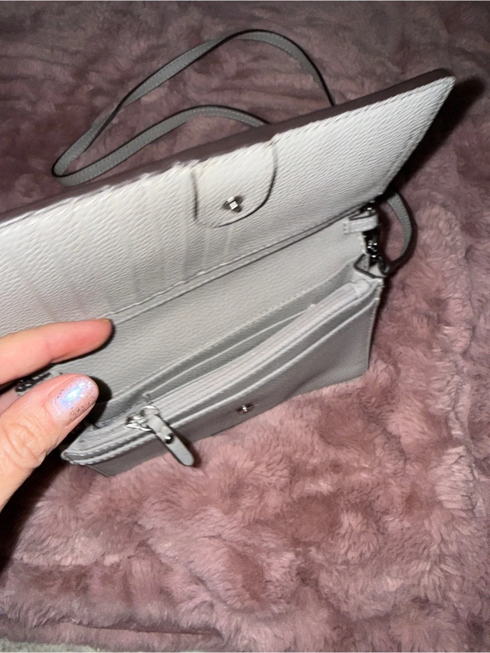 Michael Kors Pebbled Leather Crossbody in Light Gray
